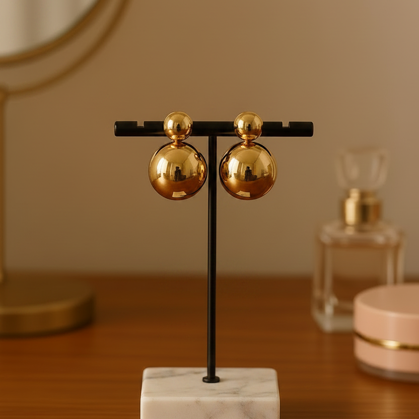 Ball Drop Earrings - Golden