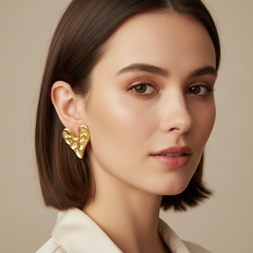 Molten Heart Earrings - Gold