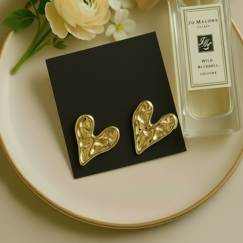 Molten Heart Earrings - Gold