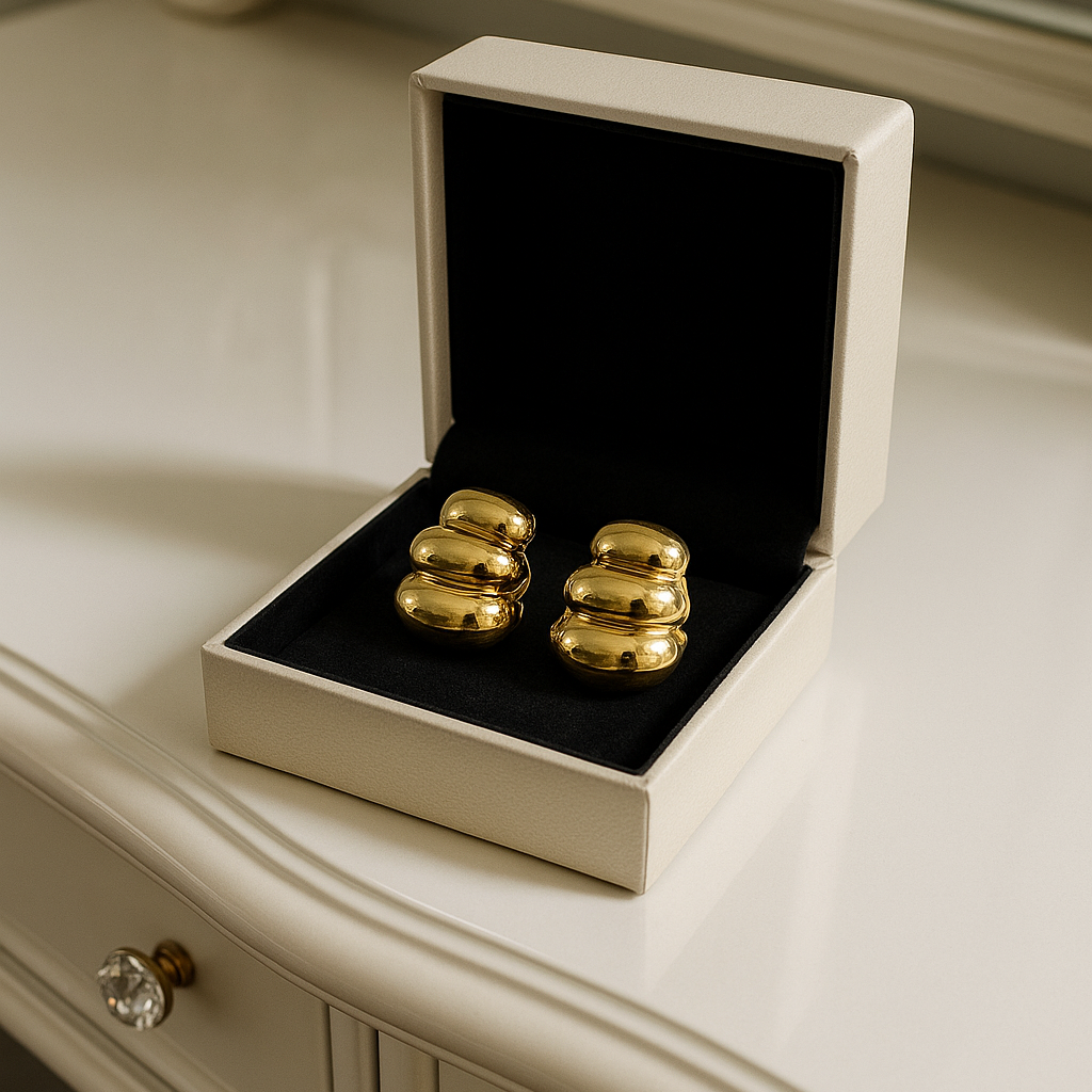 Triple Ridged Studs - Golden