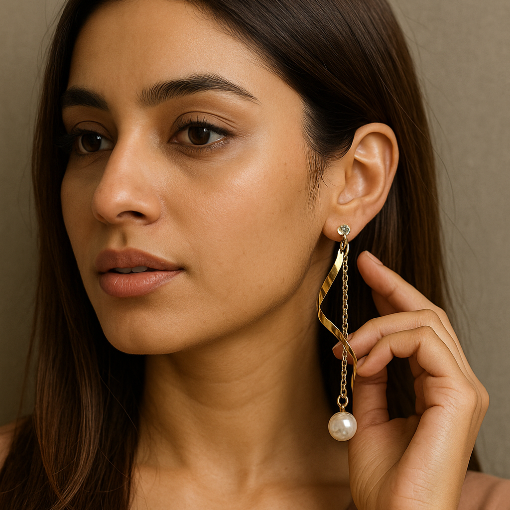 Pearl Drop Earrings - Golden