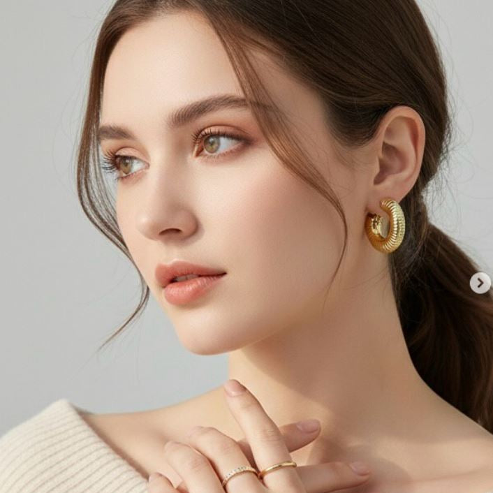 Textured Hoops - Golden