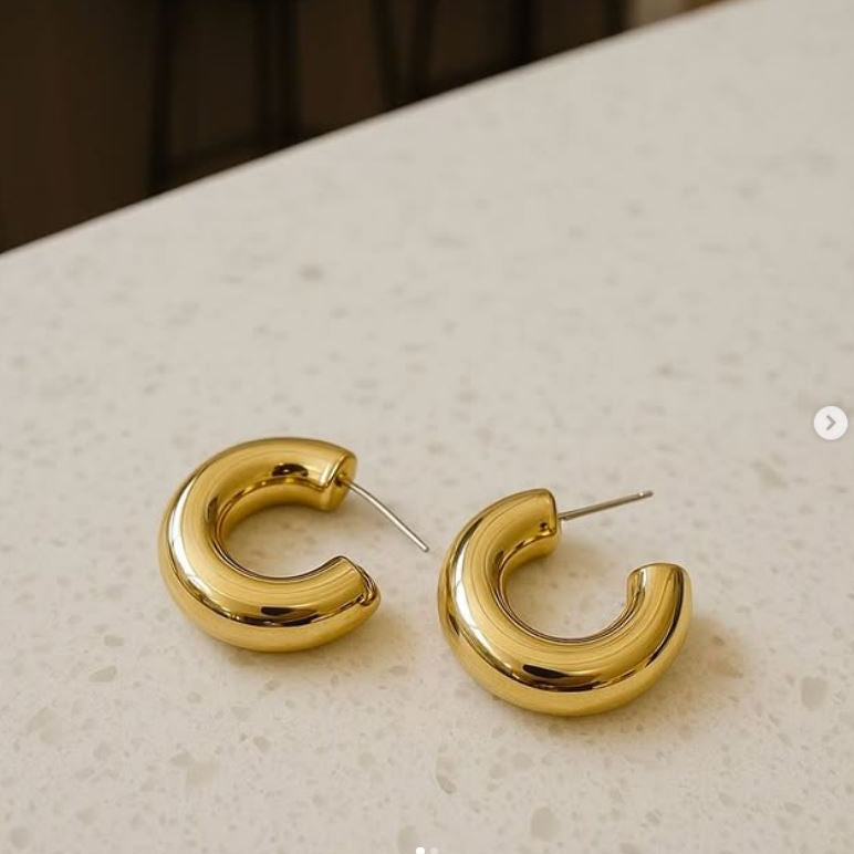 Chunky Gold Hoops - Golden