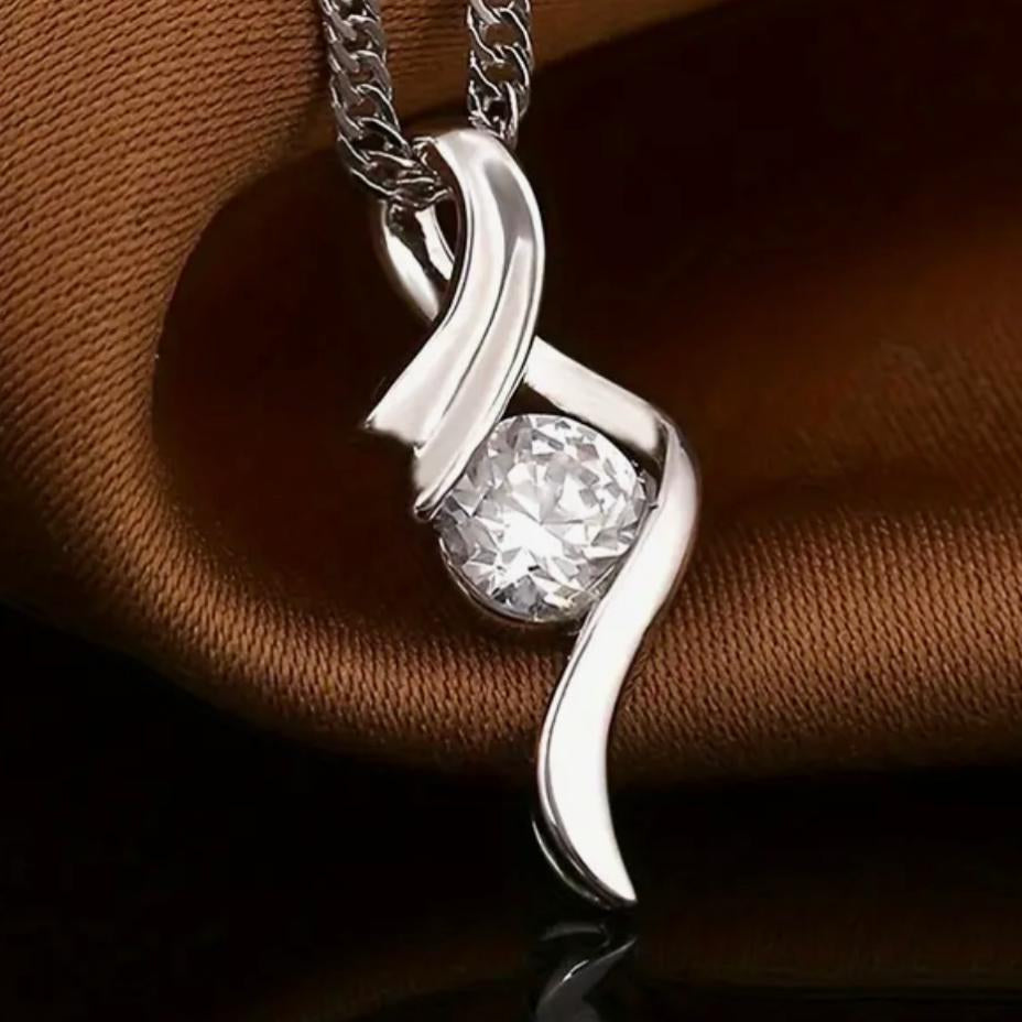 Crystal Twist Pendant - Silver
